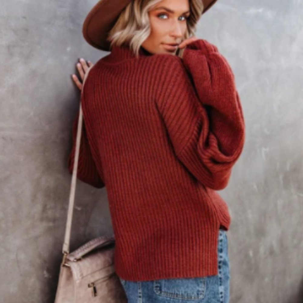 BOZENKA Ribbed Mock Neck Sweater - Picture 8 of 9